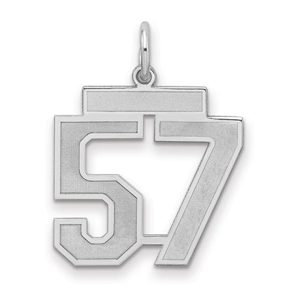 Sterling Silver Silver/Rhodium-Plated Satin Number 57 Charm