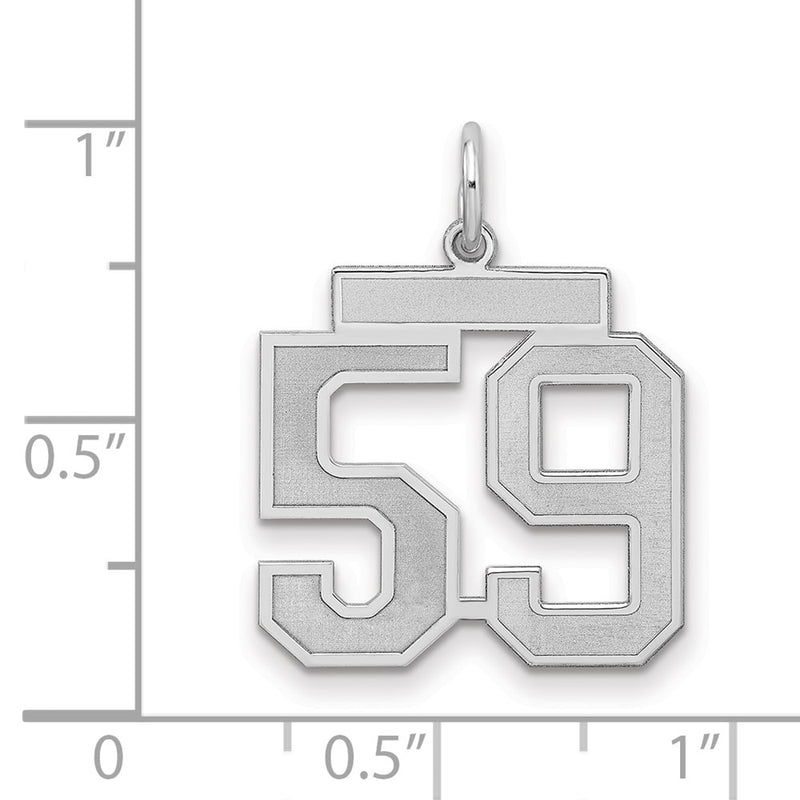 Sterling Silver Silver/Rhodium-Plated Satin Number 59 Charm