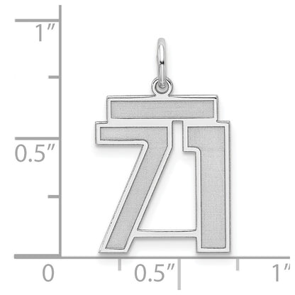 Sterling Silver Silver/Rhodium-Plated Satin Number 71 Charm