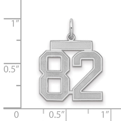 Sterling Silver Silver/Rhodium-Plated Satin Number 82 Charm