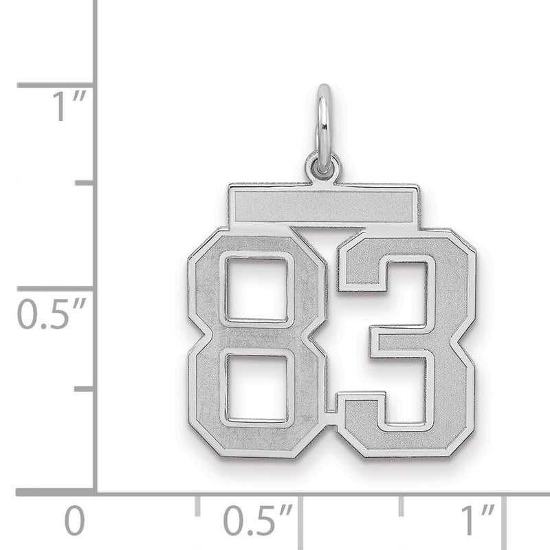 Sterling Silver Silver/Rhodium-Plated Satin Number 83 Charm