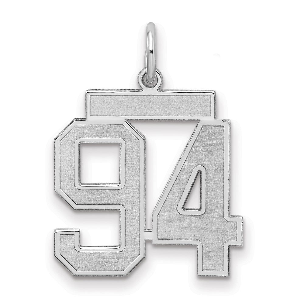 Sterling Silver Silver/Rhodium-Plated Satin Number 94 Charm
