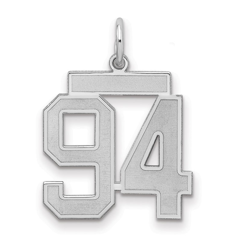 Sterling Silver Silver/Rhodium-Plated Satin Number 94 Charm