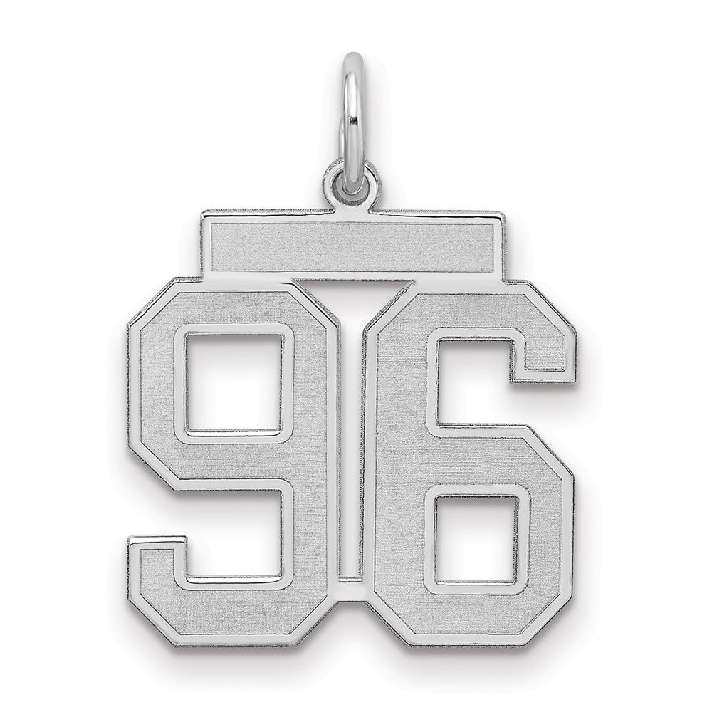 Sterling Silver Silver/Rhodium-Plated Satin Number 96 Charm