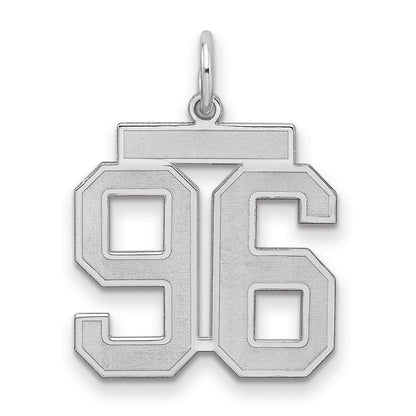 Sterling Silver Silver/Rhodium-Plated Satin Number 96 Charm
