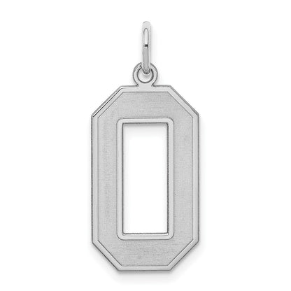 Sterling Silver Silver/Rhodium-Plated Satin Number 0 Charm