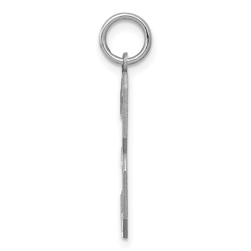 Sterling Silver Silver/Rhodium-Plated Satin Number 3 Charm