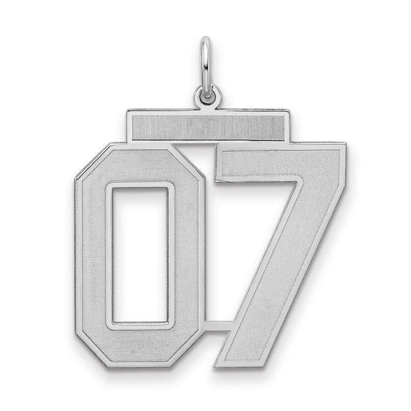 Sterling Silver Rhodium-Plated Large Satin Number 7 W/Top