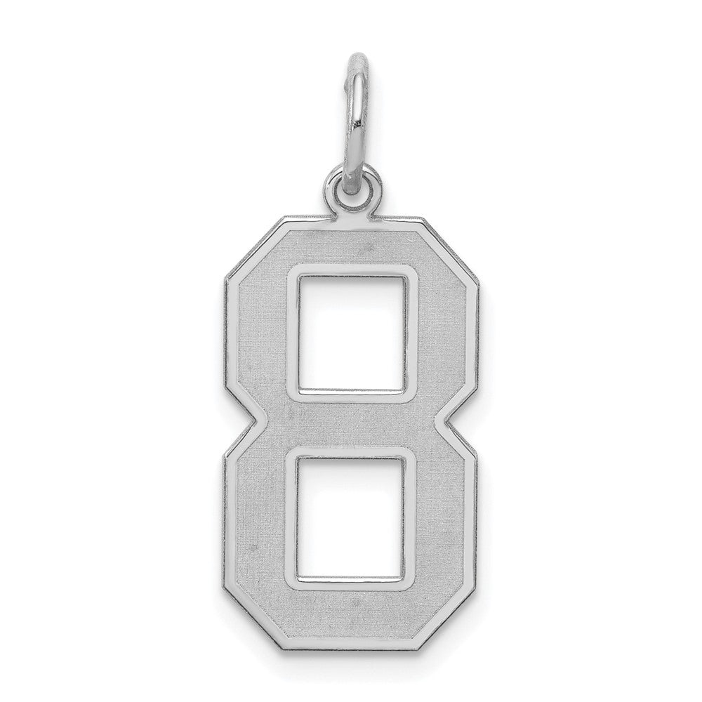 Sterling Silver Silver/Rhodium-Plated Satin Number 8 Charm