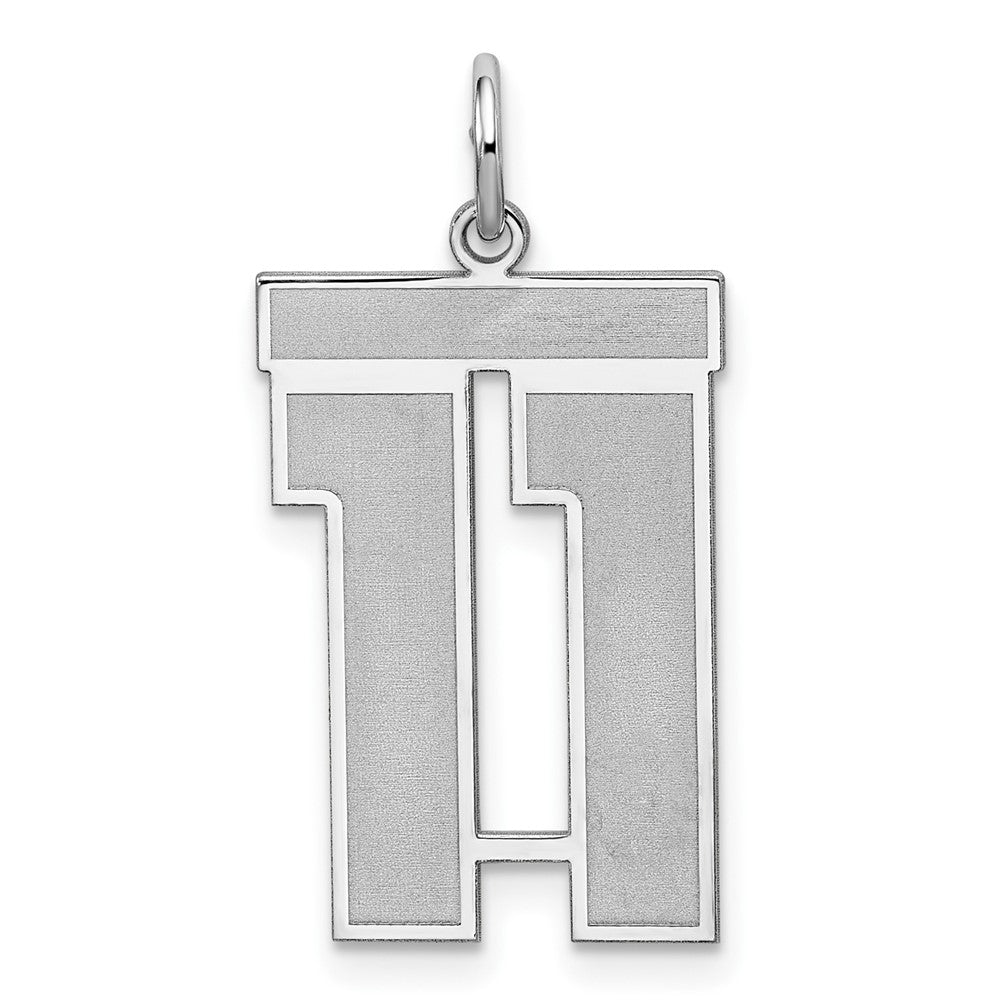 Sterling Silver Silver/Rhodium-Plated Satin Number 11 Charm