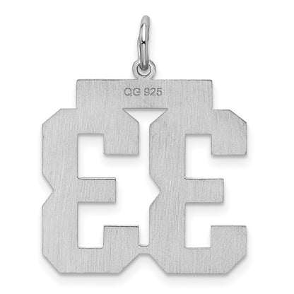 Sterling Silver Silver/Rhodium-Plated Satin Number 33 Charm