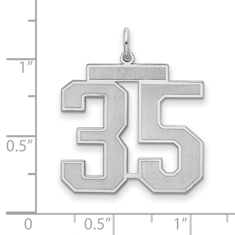 Sterling Silver Silver/Rhodium-Plated Satin Number 35 Charm
