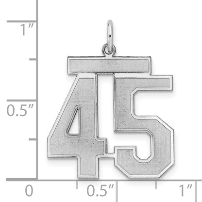 Sterling Silver Silver/Rhodium-Plated Satin Number 45 Charm