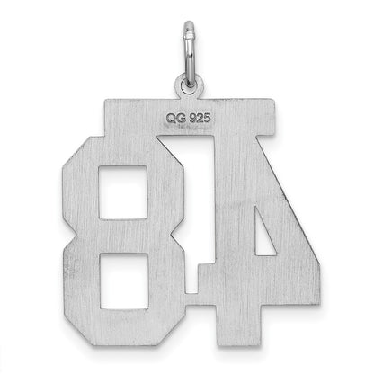 Sterling Silver Silver/Rhodium-Plated Satin Number 48 Charm