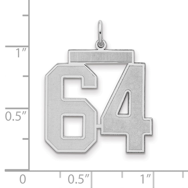 Sterling Silver Silver/Rhodium-Plated Satin Number 64 Charm