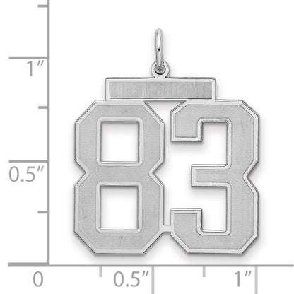 Sterling Silver Silver/Rhodium-Plated Satin Number 83 Charm