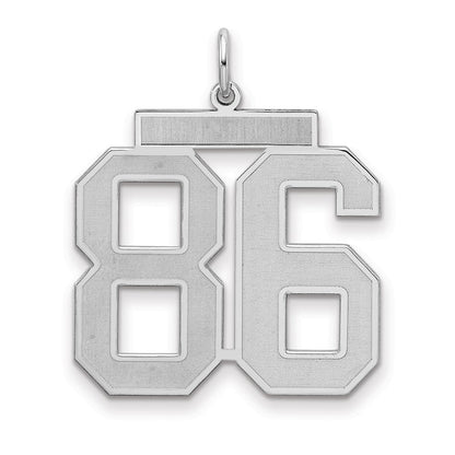 Sterling Silver Silver/Rhodium-Plated Satin Number 86 Charm