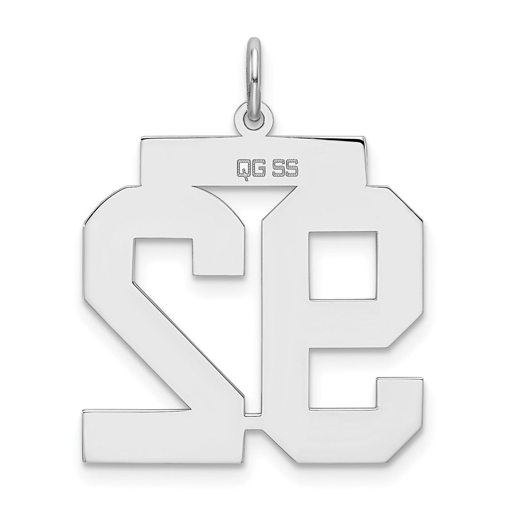 Sterling Silver Silver/Rhodium-Plated Satin Number 92 Charm
