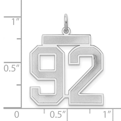 Sterling Silver Silver/Rhodium-Plated Satin Number 92 Charm