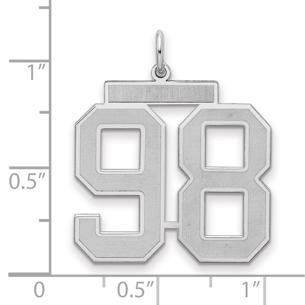 Sterling Silver Silver/Rhodium-Plated Satin Number 98 Charm