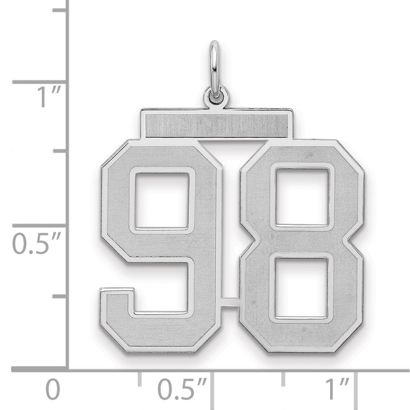 Sterling Silver Silver/Rhodium-Plated Satin Number 98 Charm