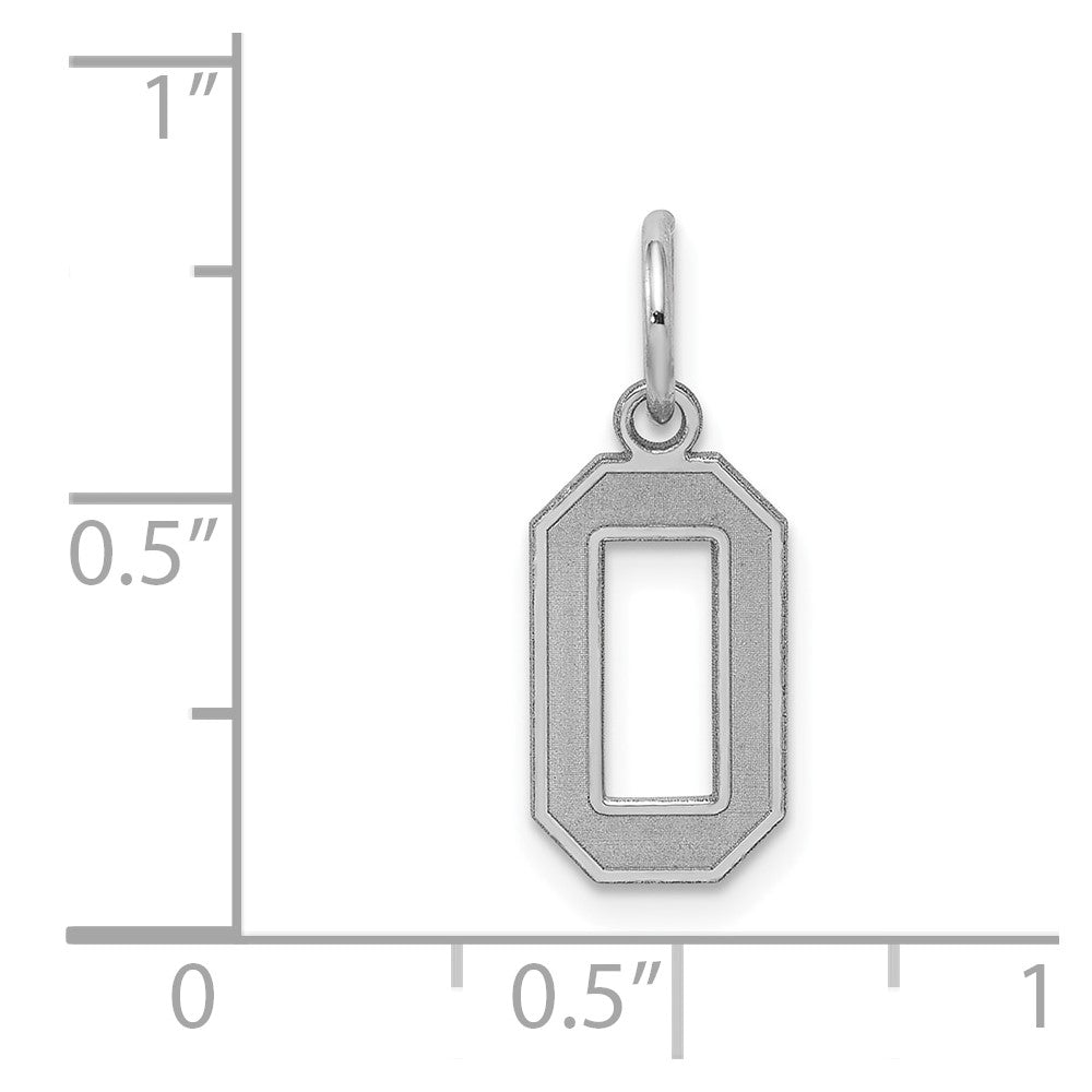 Sterling Silver Silver/Rhodium-Plated Satin Number 0 Charm