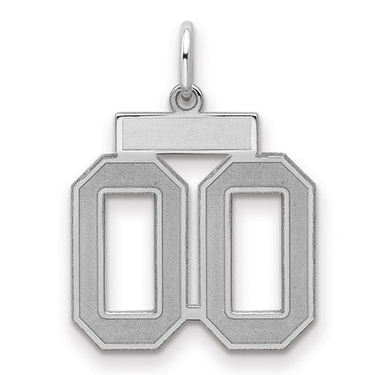 Sterling Silver Rhodium-Plated Small Satin Number 00