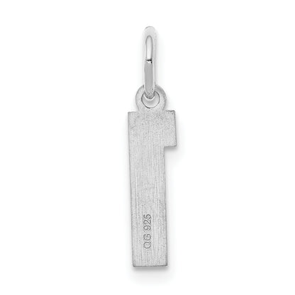 Sterling Silver Silver/Rhodium-Plated Satin Number 1 Charm