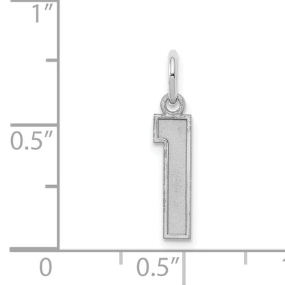 Sterling Silver Silver/Rhodium-Plated Satin Number 1 Charm