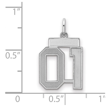 Sterling Silver Small Satin Number 1 W/Top