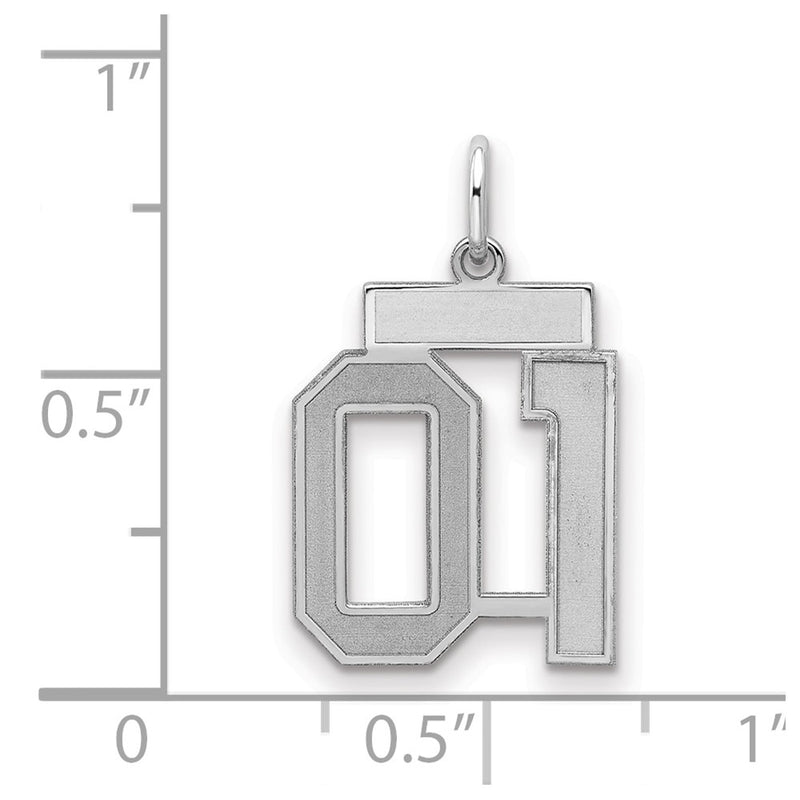 Sterling Silver Small Satin Number 1 W/Top