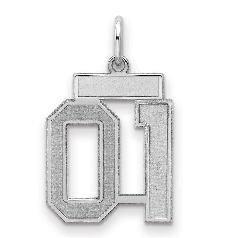 Sterling Silver Small Satin Number 1 W/Top