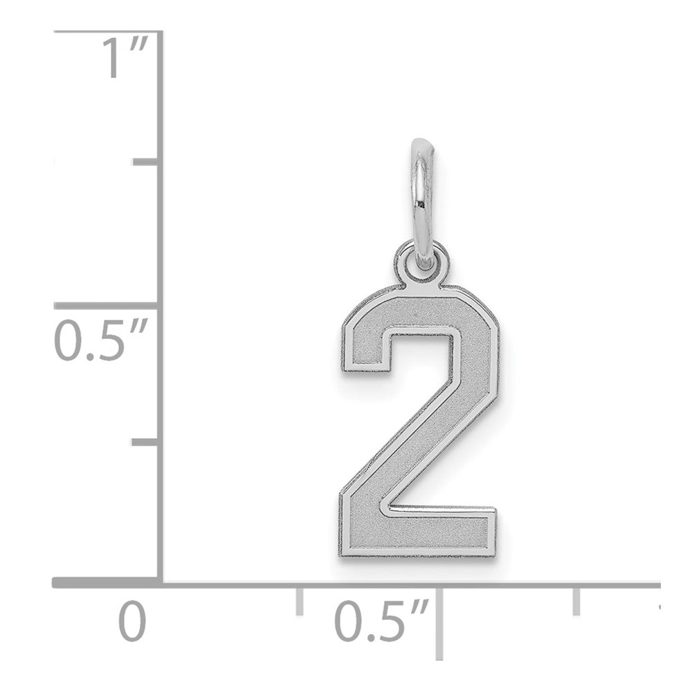 Sterling Silver Silver/Rhodium-Plated Satin Number 2 Charm