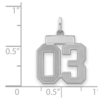 Sterling Silver Small Satin Number 3 W/Top