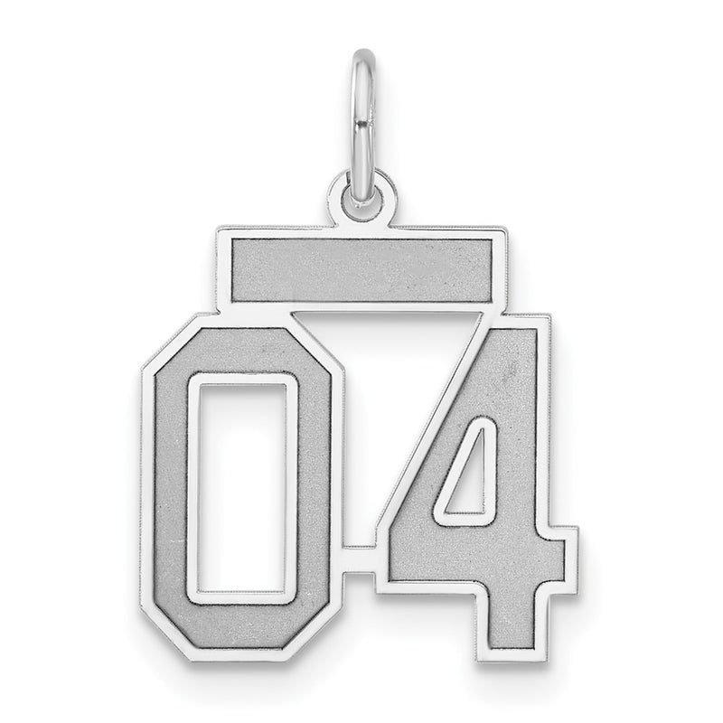 Sterling Silver Small Satin Number 04 W/ Top