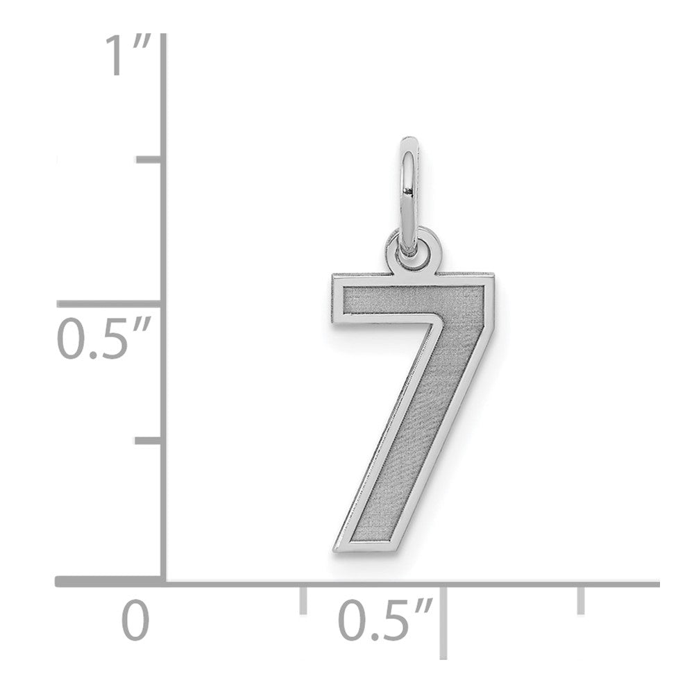 Sterling Silver Silver/Rhodium-Plated Satin Number 7 Charm