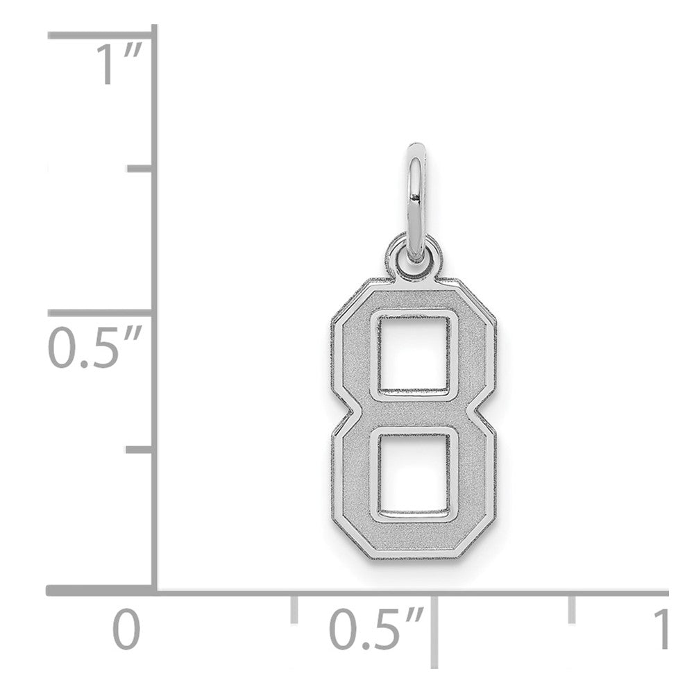Sterling Silver Silver/Rhodium-Plated Satin Number 8 Charm