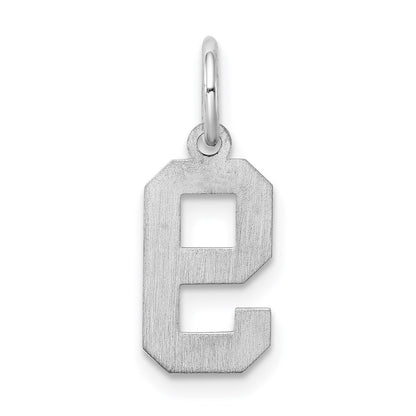 Sterling Silver Silver/Rhodium-Plated Satin Number 9 Charm