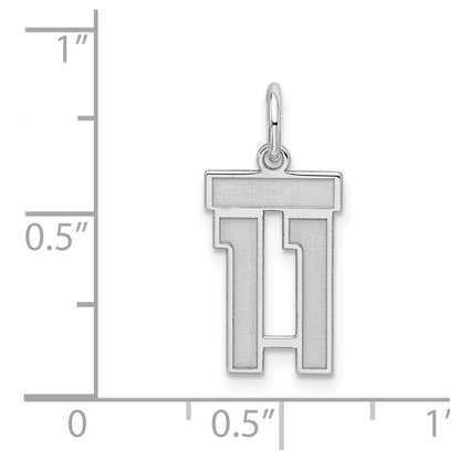 Sterling Silver Silver/Rhodium-Plated Satin Number 11 Charm