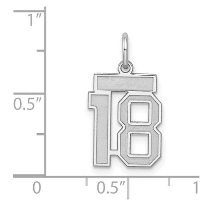 Sterling Silver Silver/Rhodium-Plated Satin Number 18 Charm