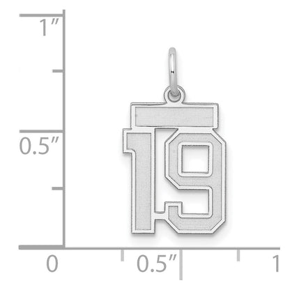 Sterling Silver Silver/Rhodium-Plated Satin Number 19 Charm