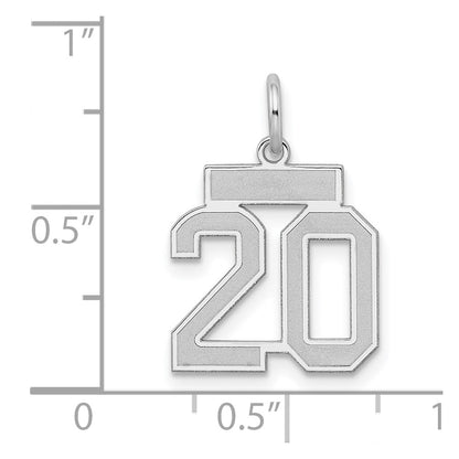 Sterling Silver Silver/Rhodium-Plated Satin Number 20 Charm