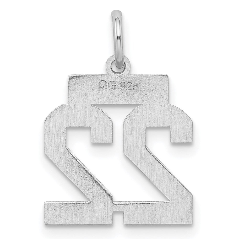Sterling Silver Silver/Rhodium-Plated Satin Number 22 Charm