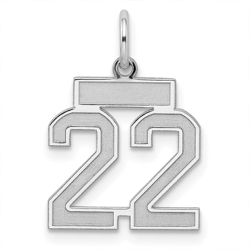 Sterling Silver Silver/Rhodium-Plated Satin Number 22 Charm
