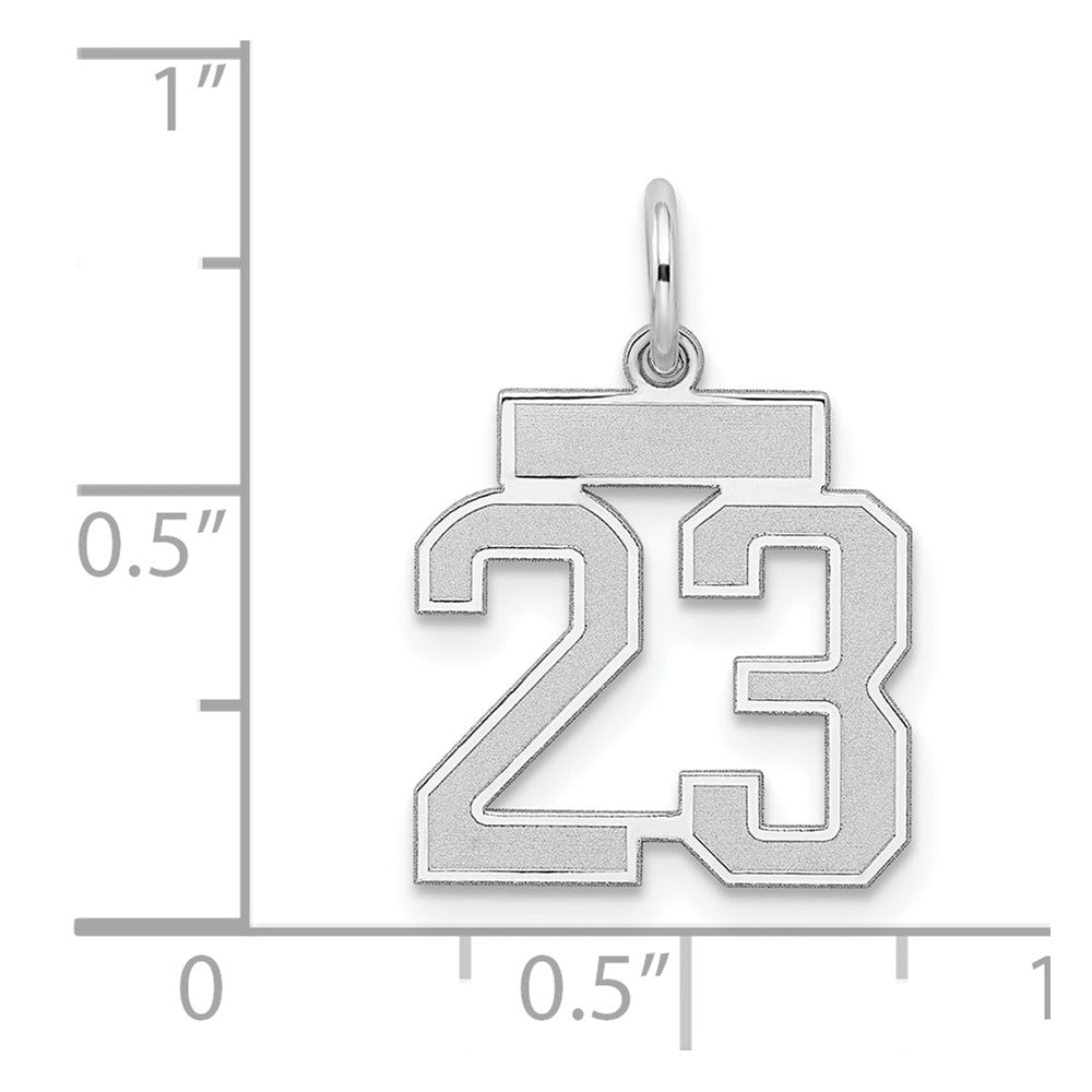 Sterling Silver Silver/Rhodium-Plated Satin Number 23 Charm