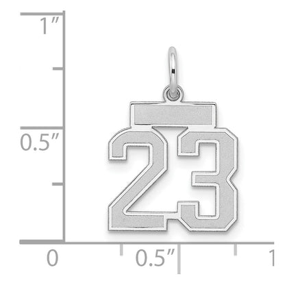 Sterling Silver Silver/Rhodium-Plated Satin Number 23 Charm