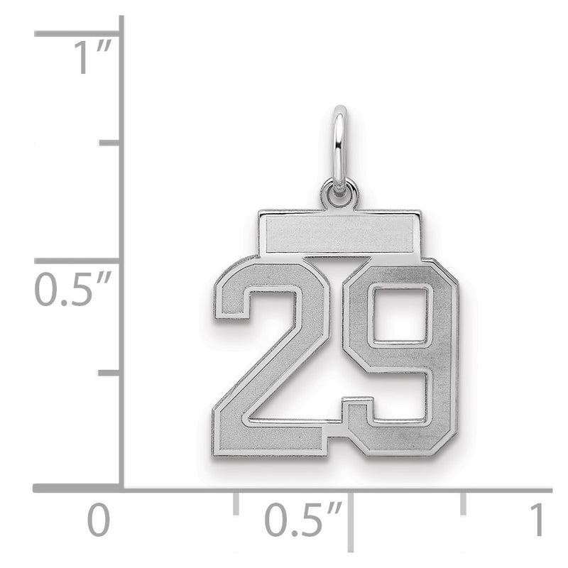 Sterling Silver Silver/Rhodium-Plated Satin Number 29 Charm
