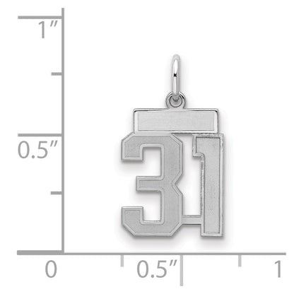 Sterling Silver Silver/Rhodium-Plated Satin Number 31 Charm