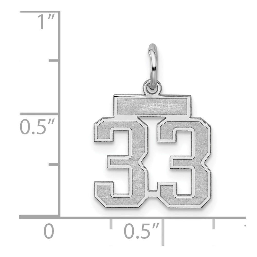 Sterling Silver Silver/Rhodium-Plated Satin Number 33 Charm