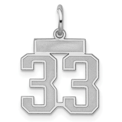 Sterling Silver Silver/Rhodium-Plated Satin Number 33 Charm